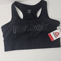 Womens Lg Reebok Black Medium Support Sports Bra 