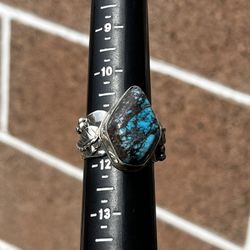 Natural Turquoise Sterling Silver Ring Sz 11.5/11.75