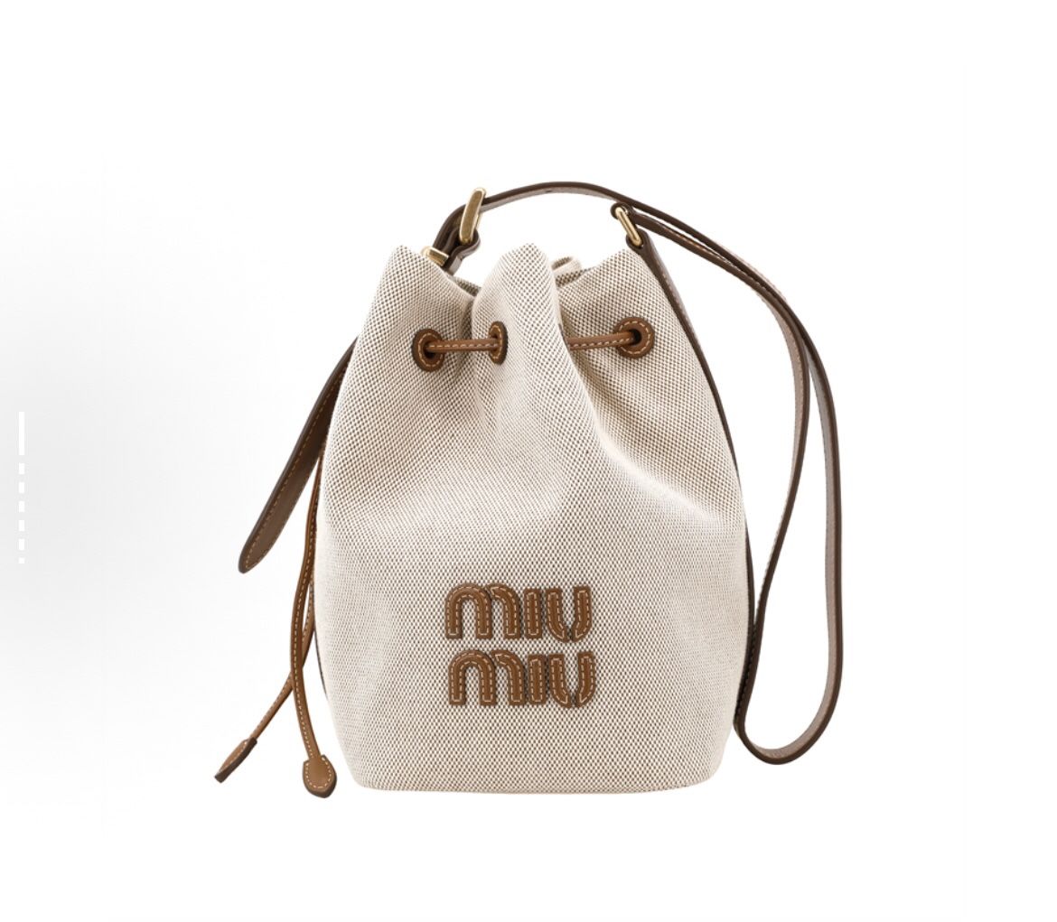 canvas and leather, bucket bag, single - shoulder/cross - body bag, women's style, beige combined with brandy color(34)54