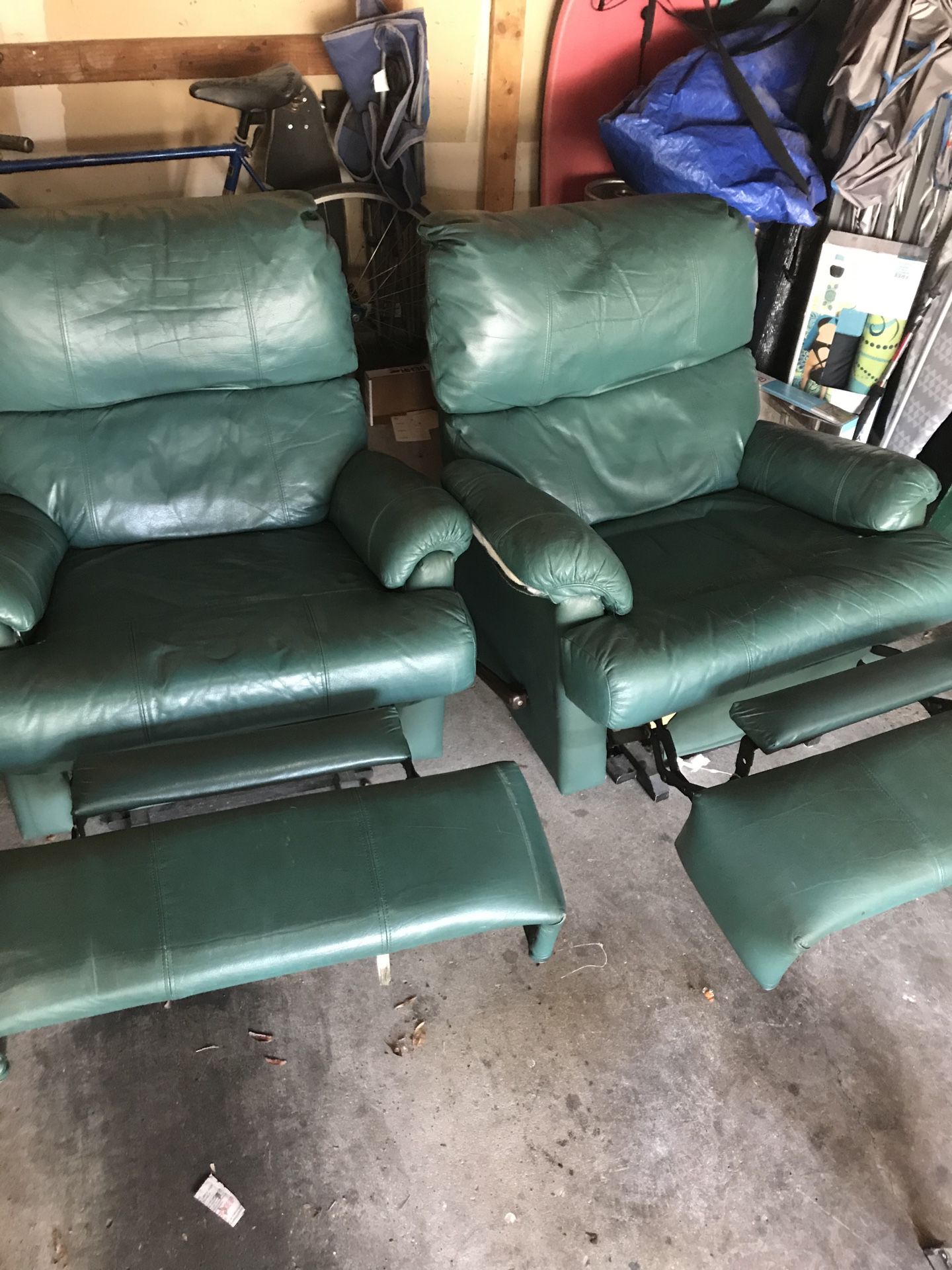 FREE- two green recliner chairs