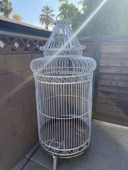 Large Vintage Decorative Iron Birdcage – 66” Tall – Garden / Patio Decor, $450