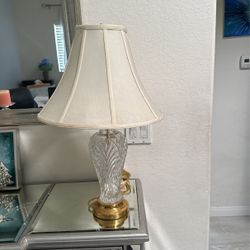 Beautiful Cut Glass Table Lamp With Brass Accents