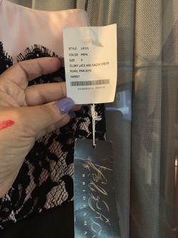 Pink with black lace dress