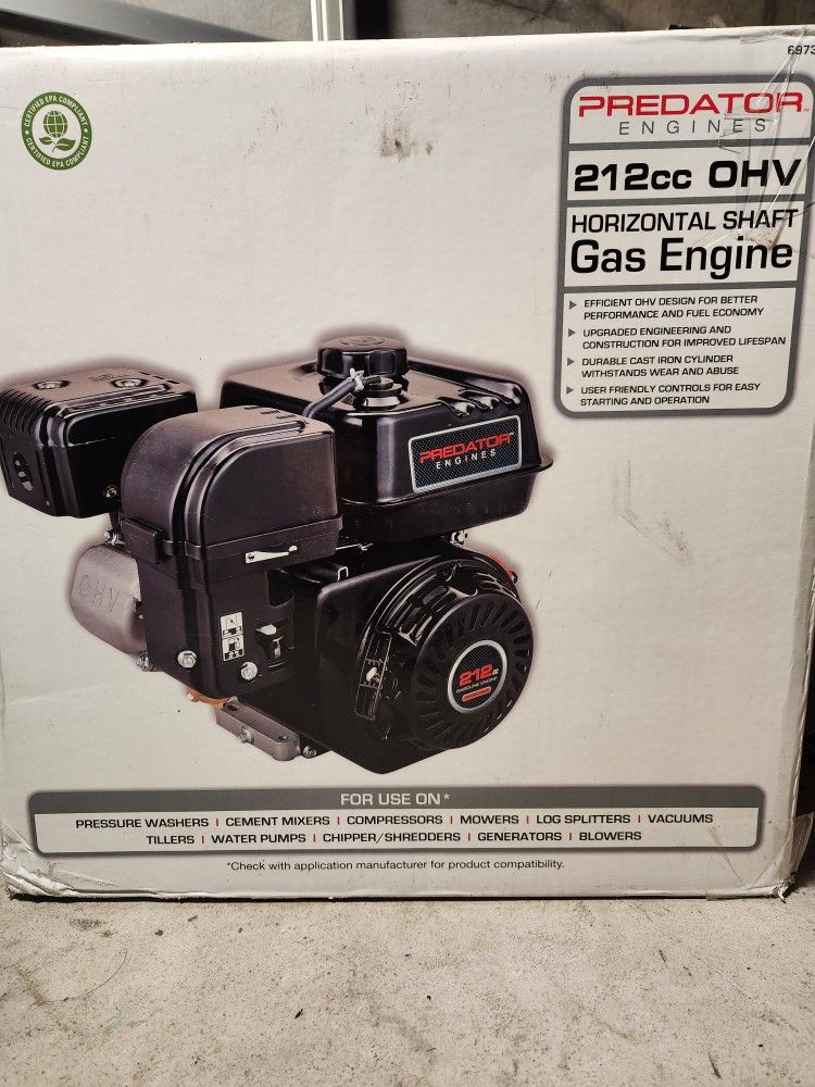 Predator 6.5 HP (212cc) OHV Horizontal Shaft Gas Engine, EPA/CARB