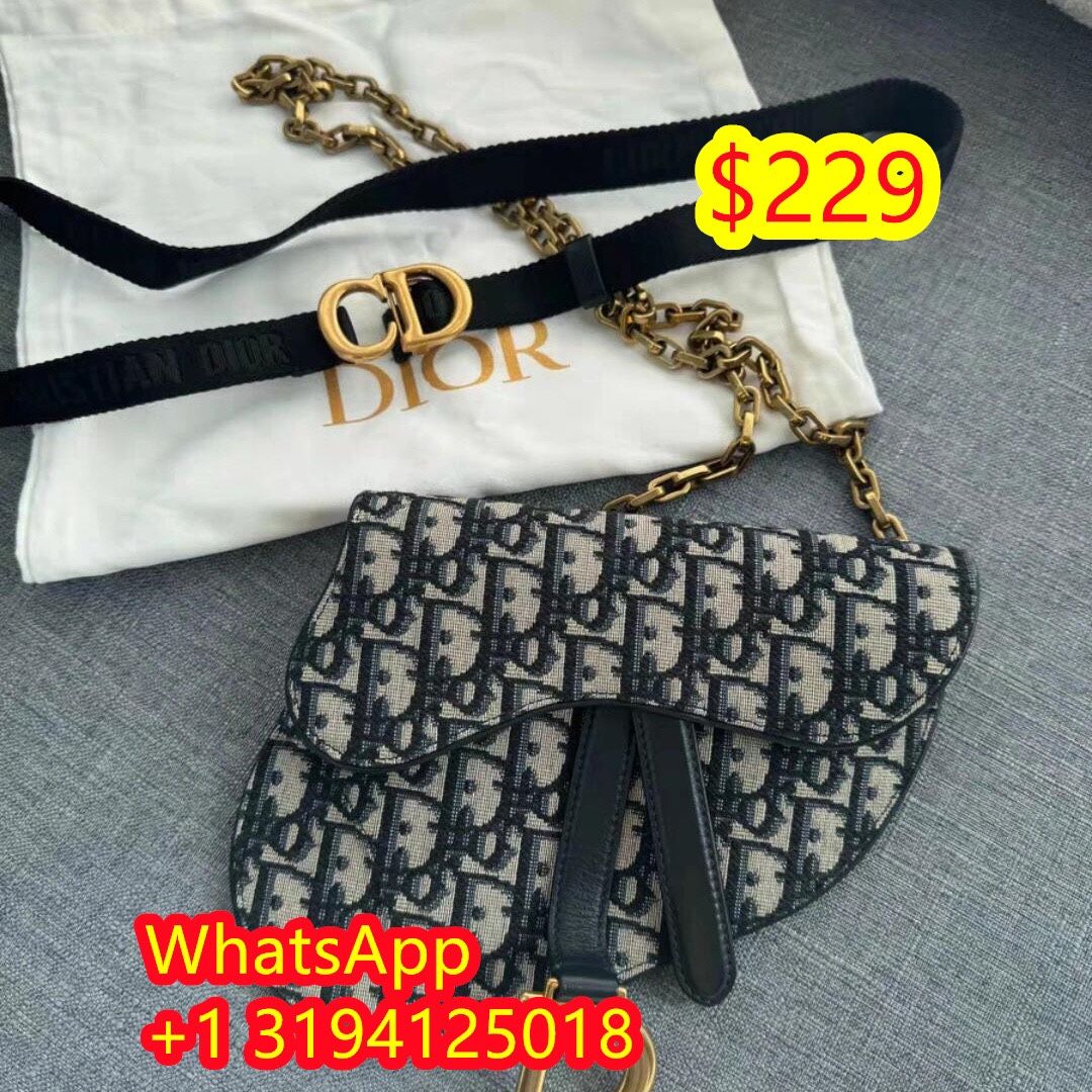 Dior - Saddle Bag Blue Dior Oblique Embroidery - Women