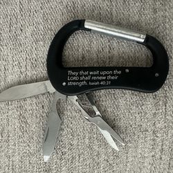 Multitool Carabiner With Pocket Knife Bottle Opener File Scissors