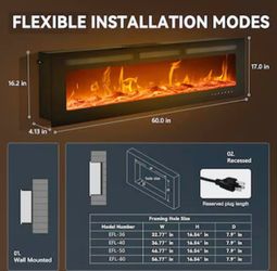 60" Euhomy Electric Fireplace + Marble Coffee Table Bundle