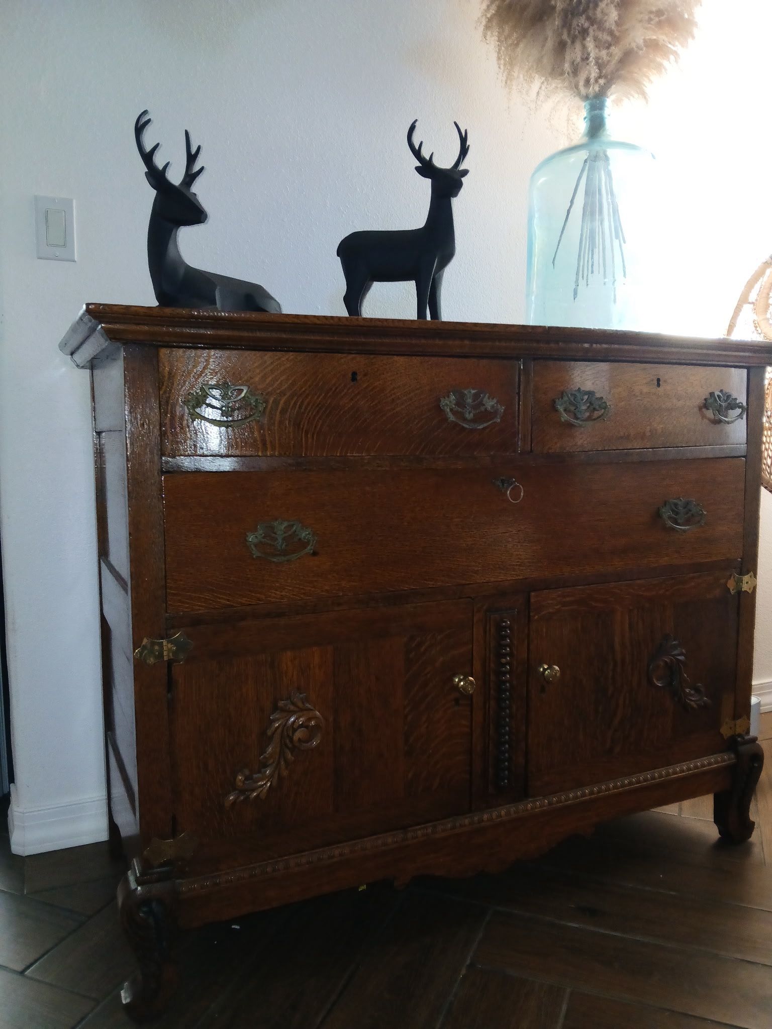 Tiger Wood Antique Dresser