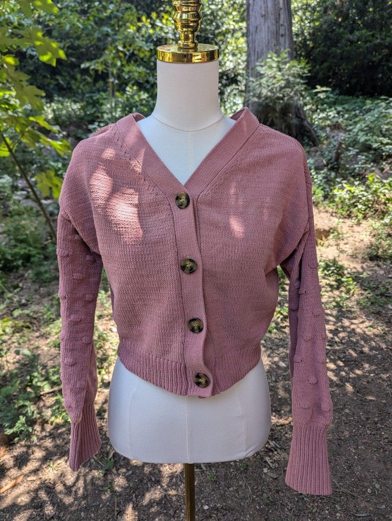Anthropologie Moon & Madison Pink Cropped Cardigan Sweater