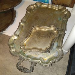 Silver Trays Old And Heavy 