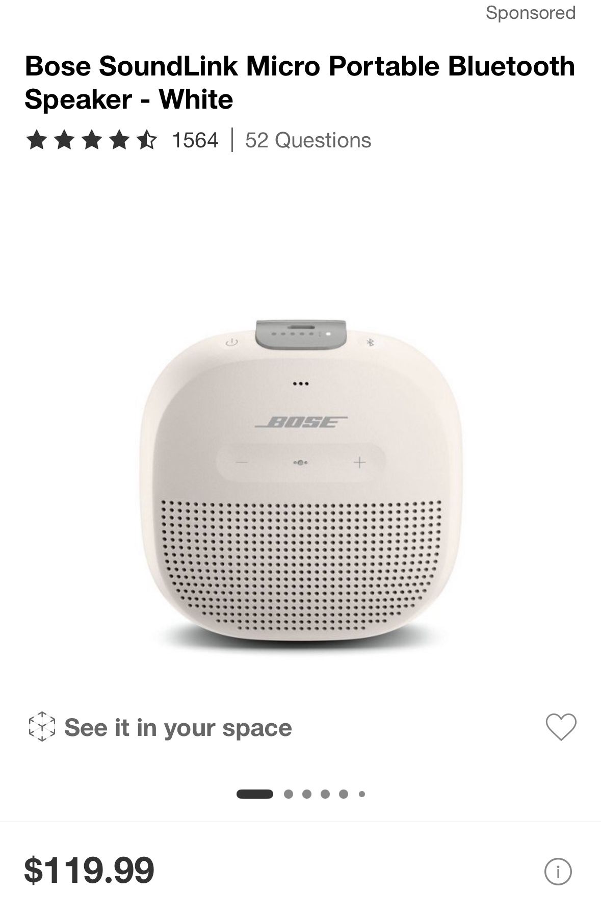 Bose SoundLink Micro Portable Bluetooth Speaker - White