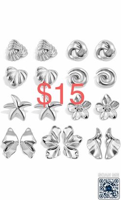 Chunky Gold Earrings Set for Women, 9 Pairs Hypoallergenic Lightweight Earring Pack, Large Gold Stud Statement Earrings for Women Jewelry