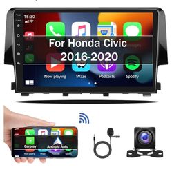Android 13 Car Stereo Radio for Honda Civic 2016 2017 2018 2019 2020 with Wireless CarPlay Android Auto 1G+32G 9 Inch Touchscreen Bluetooth GPS Naviga