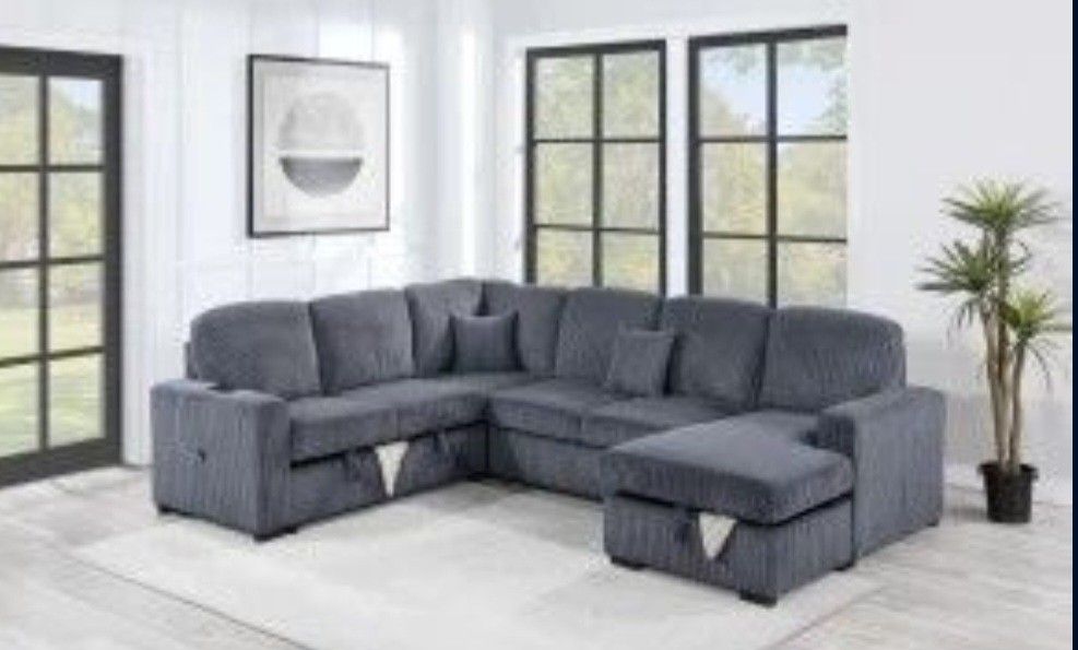 ✅️✅️4-Piece Convertible Sectional
Sleeper Sofa, Chaise Storage, Sofa Storage & USB Port✅️✅️