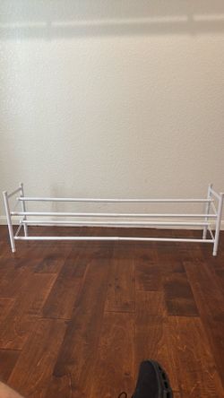 White Adjustable Shoe Rack - Expandable 25”-46”