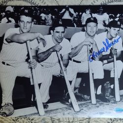Moose Skowron 1961 New York Yankees Hand Signed With Blue Marker 8x10 Photo w/ Mantle, Maris, Berra 