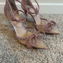 NEW INC Clear and Pink Bow High Heels