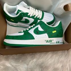 Louis Vuitton Nike Air Force 1 sneakers in green and white SIZE 9