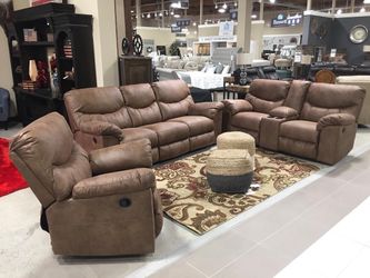 Power reclining sofa and love seat available for immediate delivery