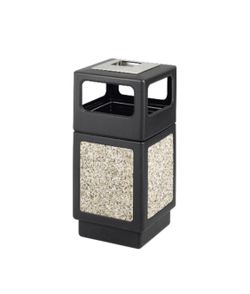 Safco Plastic/Stone Aggregate Receptacle 38 Gallon 39" with Ashtray