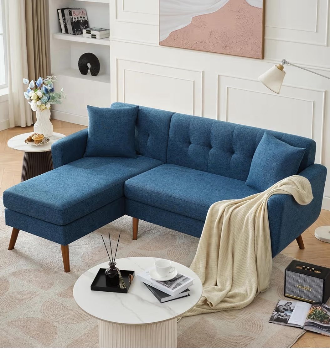 Blue L couch