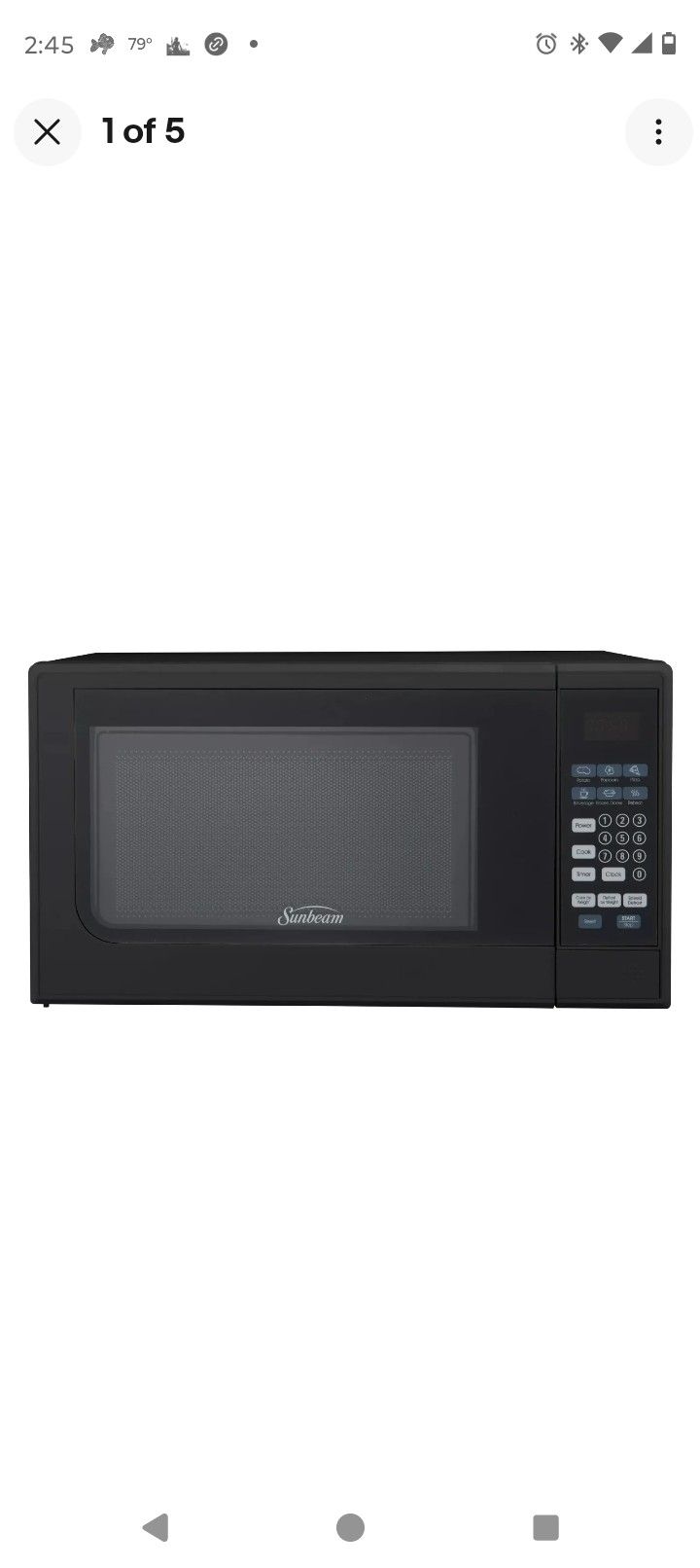 Sunbeam 0.7 cu ft 700-Watt Microwave Oven Black SGCMV807BK-07