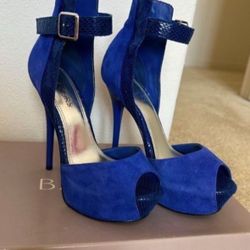 Blue Suede Platform Stiletto Heels Size 7