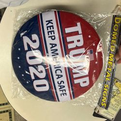 Donald Trump Keep America Safe 2020 Domed Metal 16 Inch Sign