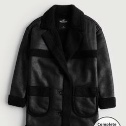 Hollister Jacket New Vegan Sherpa Size Medium Large 