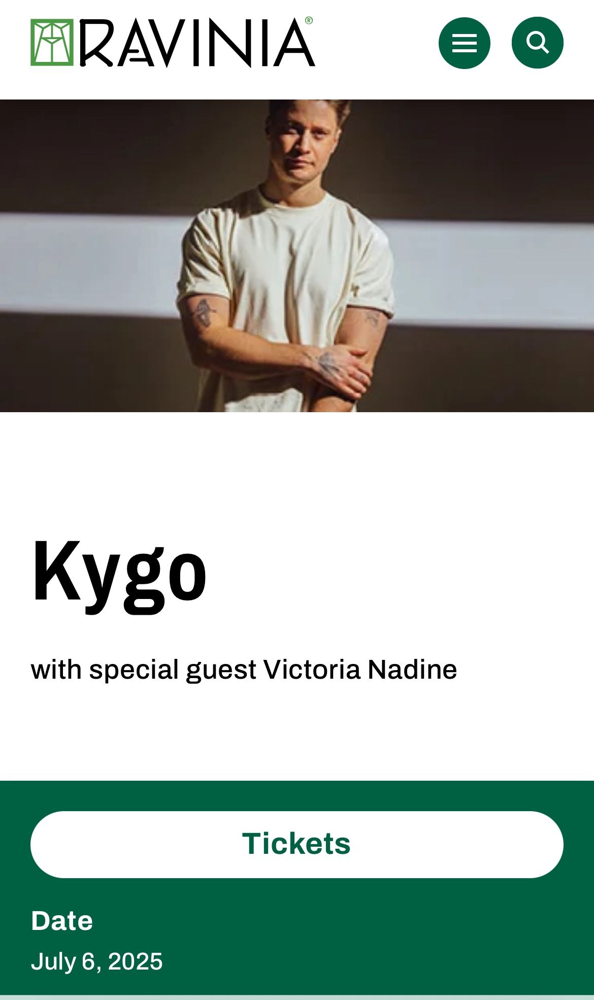 Kygo @ Ravinia 7/6 $120