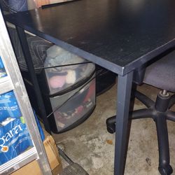 Home desk. Black with office chair if needed size is about 27in long