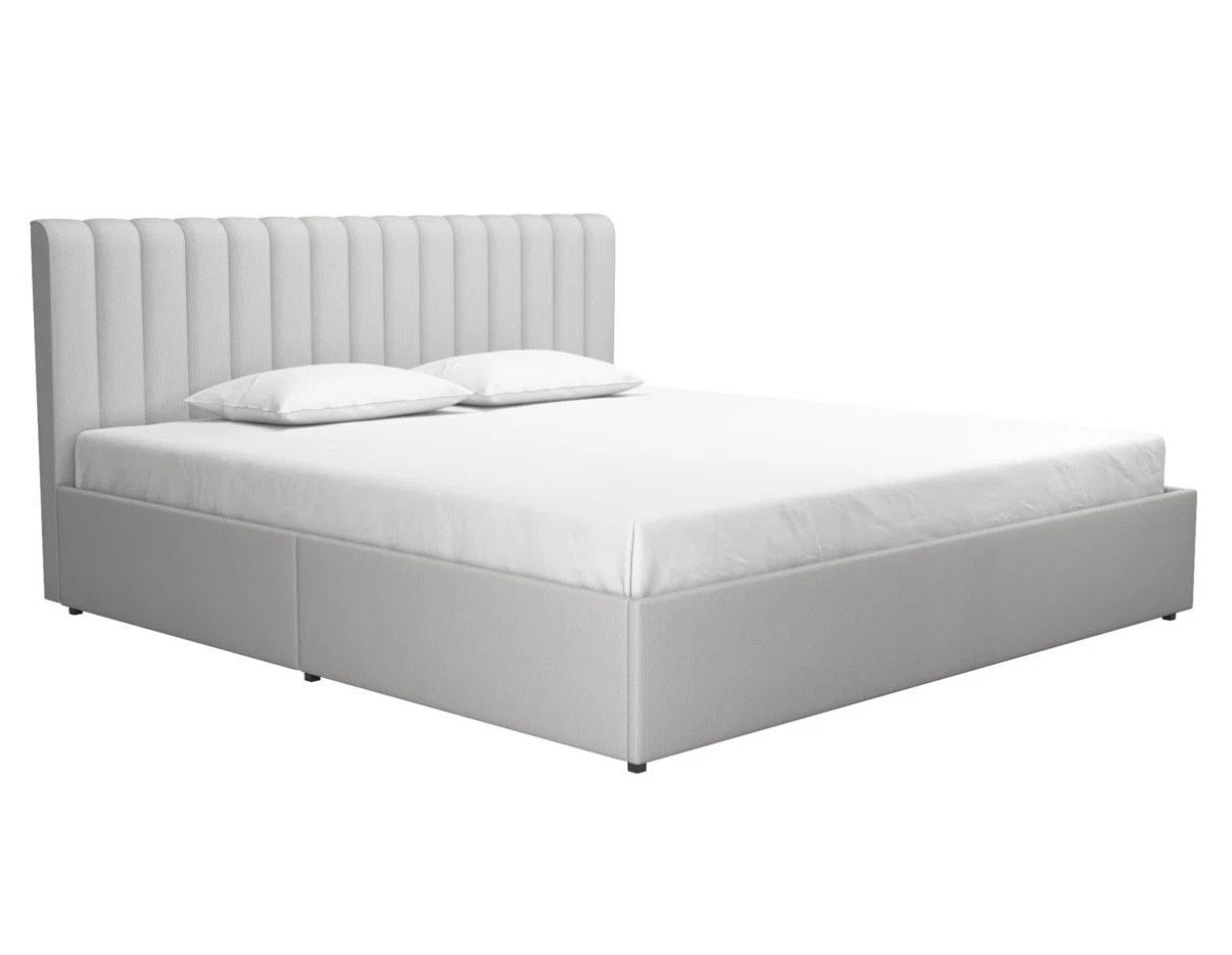 Modern Upholstered King Storage Bed – LIKE NEW! (Guest Room Use)