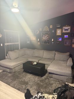 Large grey sectional couch