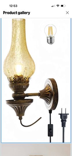 16in Vintage Plug in Wall Sconces Antique Rustic Farmhouse Bedside Wall Lamps Oil Rubbed Bronze Cracked Glass Western Industrial Wall Lighting for Liv