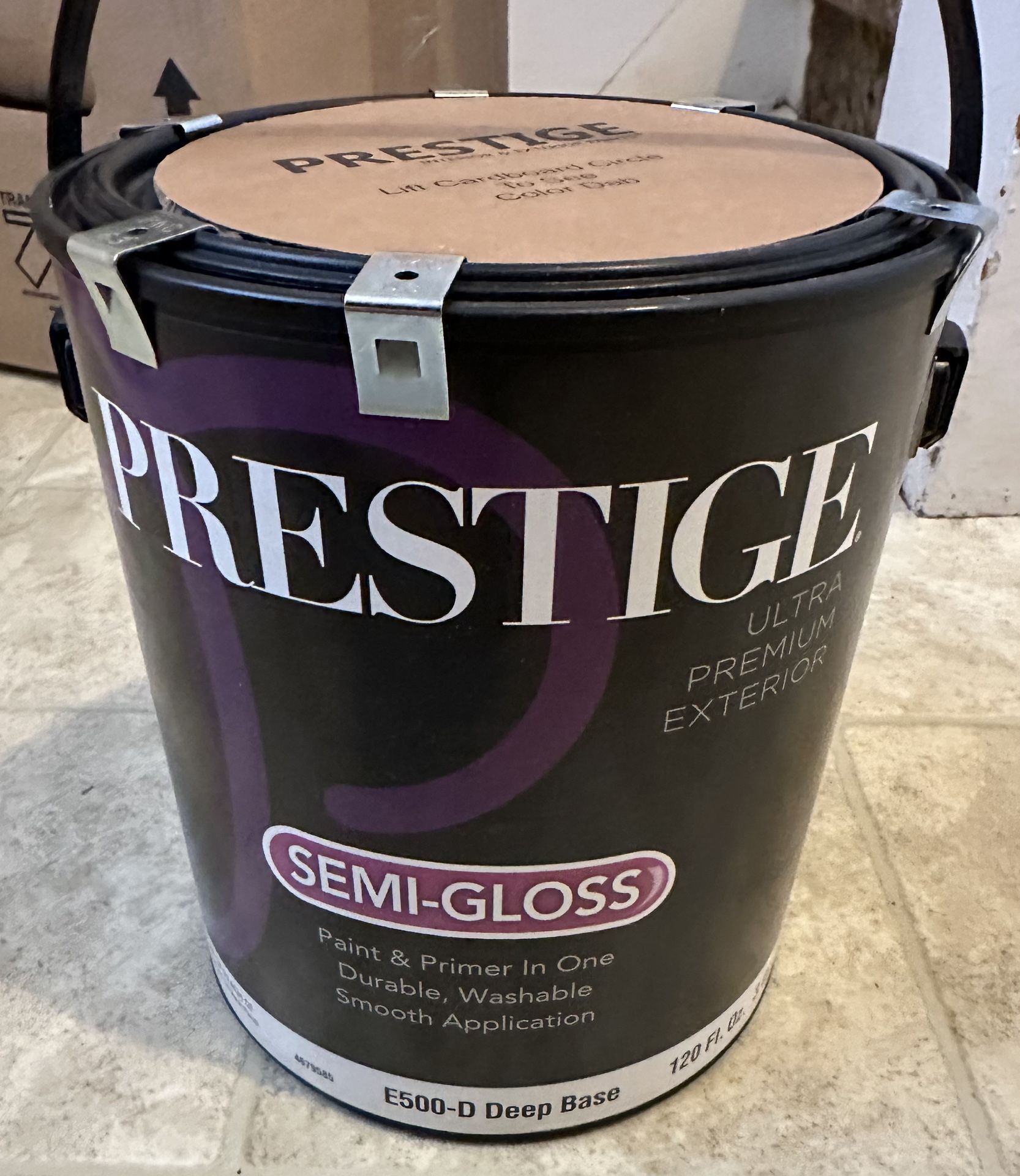 Prestige Ultra Premium Semi-Gloss Exterior Primer & Paint (White) w Brushes - NEW, UNOPENED!