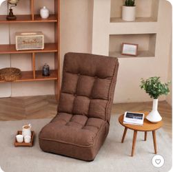 2 Brown Fabric Foldable Sofa Chair