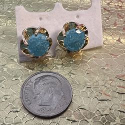 Beautiful Blue Stone Earrings, 💧💧Gold Plated , Fashion, Jewelry
