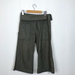 Somewhere Linen Cotton Striped Wide Leg Capris Sz 6