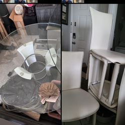Dining Set Table And Chairs $179 🎈🍀🎁 Kitchen Dining Furniture, Table, Glass Table, White Furniture, Chairs, Dining Chairs, House Furniture, Modern 