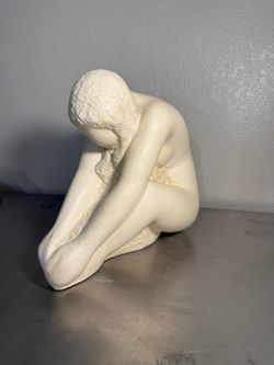 Vintage Mid-Century Modern Stylized Seated Female Nude Sculpture