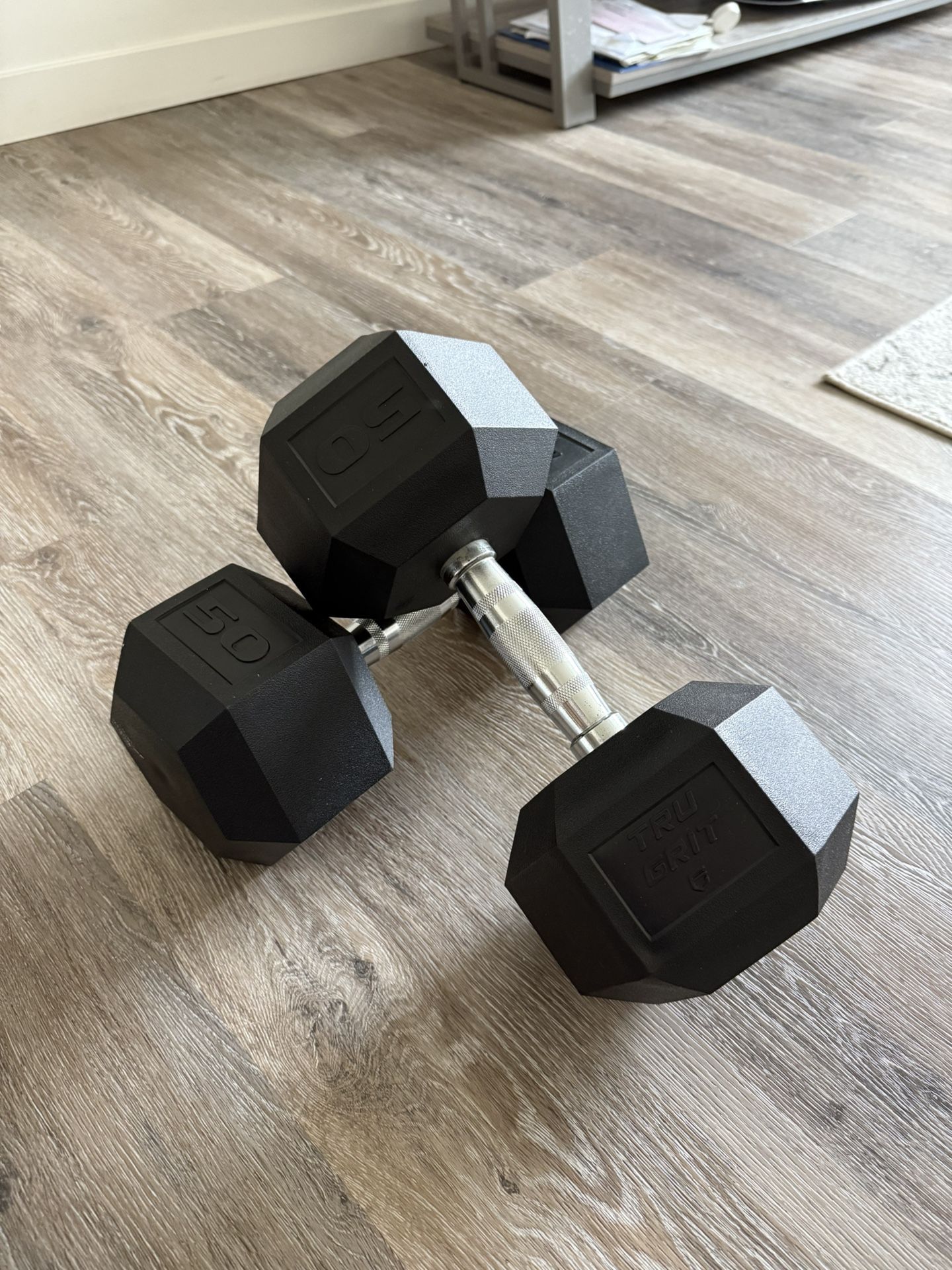 Pair Of 50 lb Hex Dumbbell