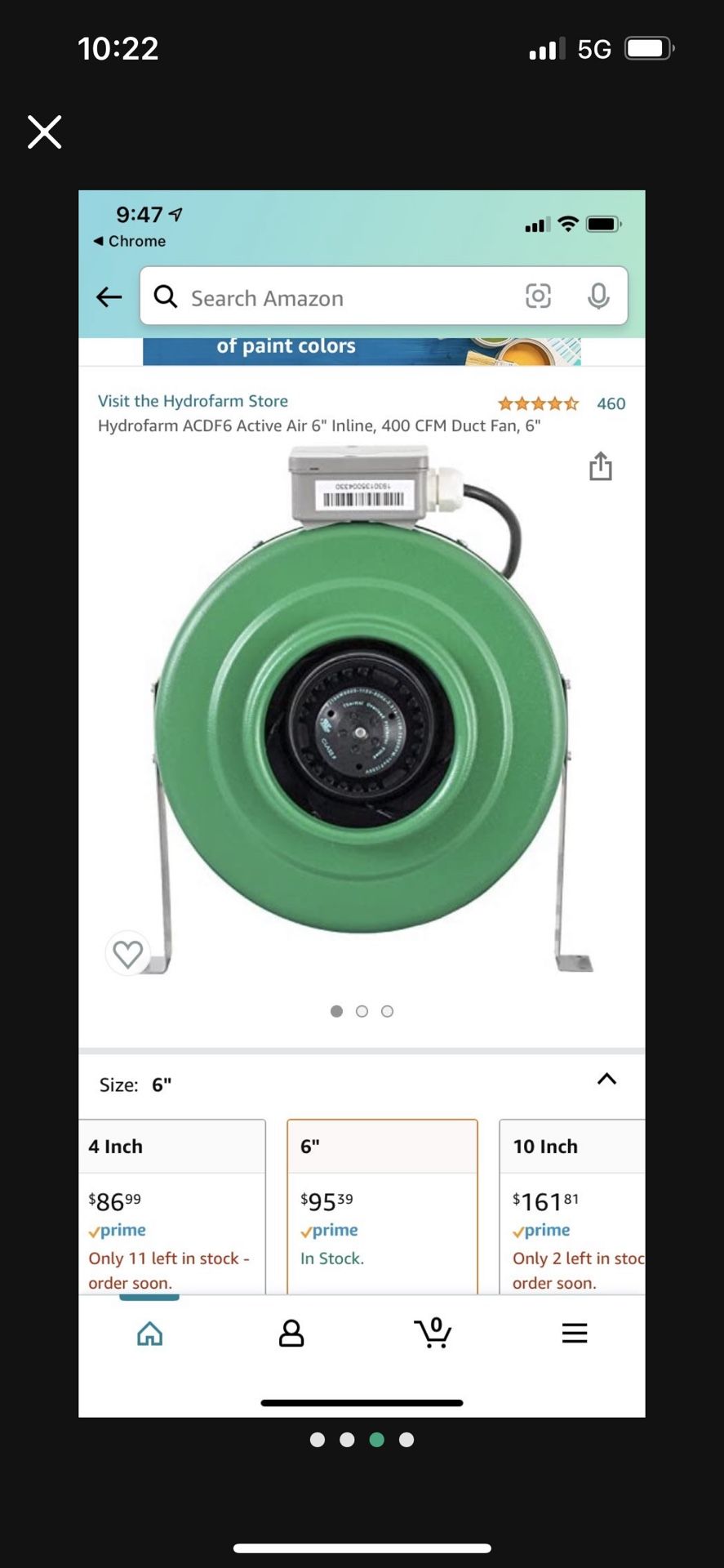 Hydro farm 6inch Intake Fan