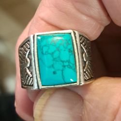 Sterling Silver Turquoise Ring Size 9