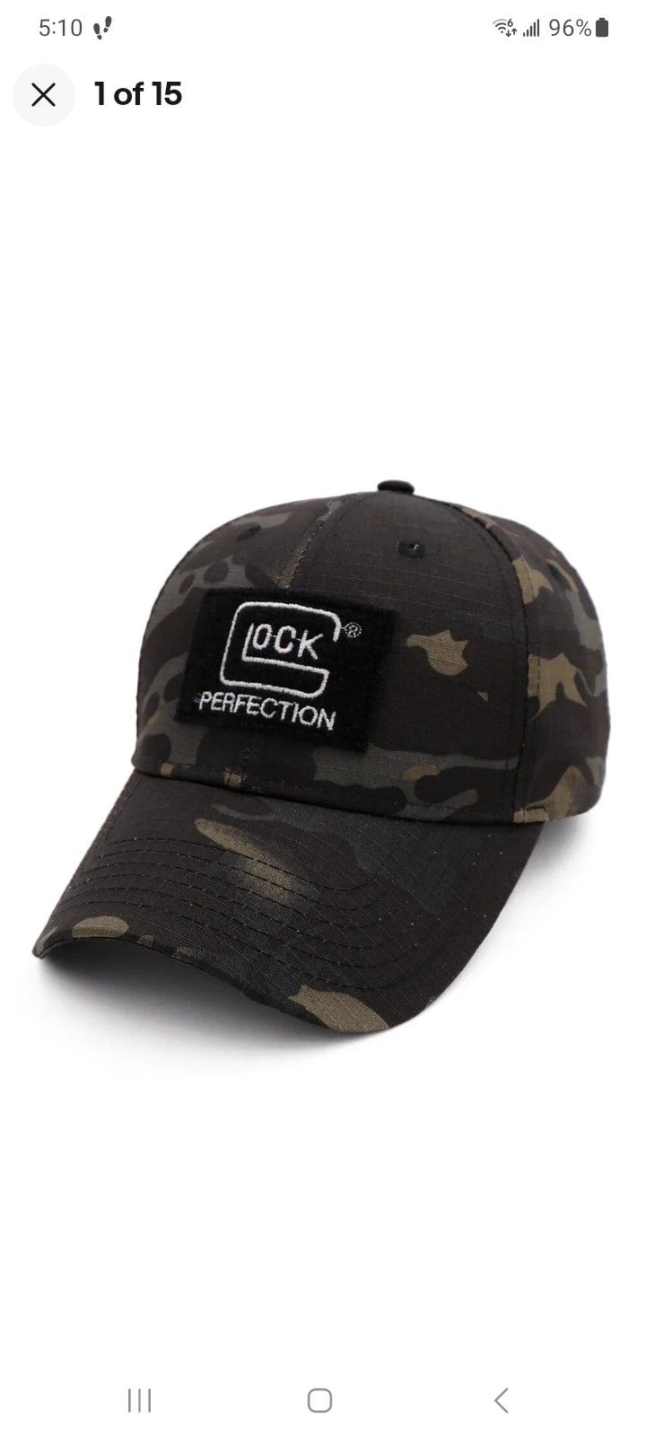 GLOCK PERFECTION CAP. NEW BLACK CAMO COLOR! NEW WITH TAGS IN SEALED BAG