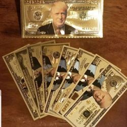 Collectable 25K Gold Foil Trump Dollar Bill Set