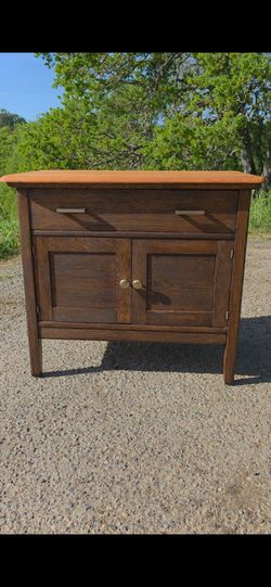 Antique Late 1800s Handcrafted solid white oak cabinet.