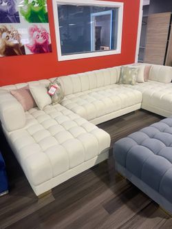 Velvet Double Chaise "U" Shape Section