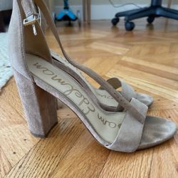 Sam Edelman Block Heel Sandals - Tan Suede - 8.5 Size