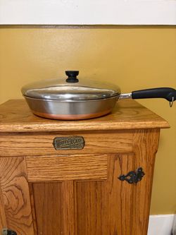 Vintage 12” Revere Ware Copper Bottom Frying Pan with Lid.     P