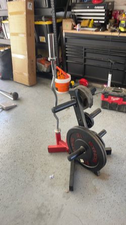 Stand for Olympic weights and curl bar all included